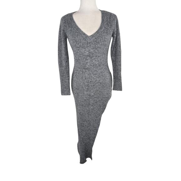 Venus EUC high slit sweater dress winter fall sexy tunic XS Heather grey - Picture 1 of 17